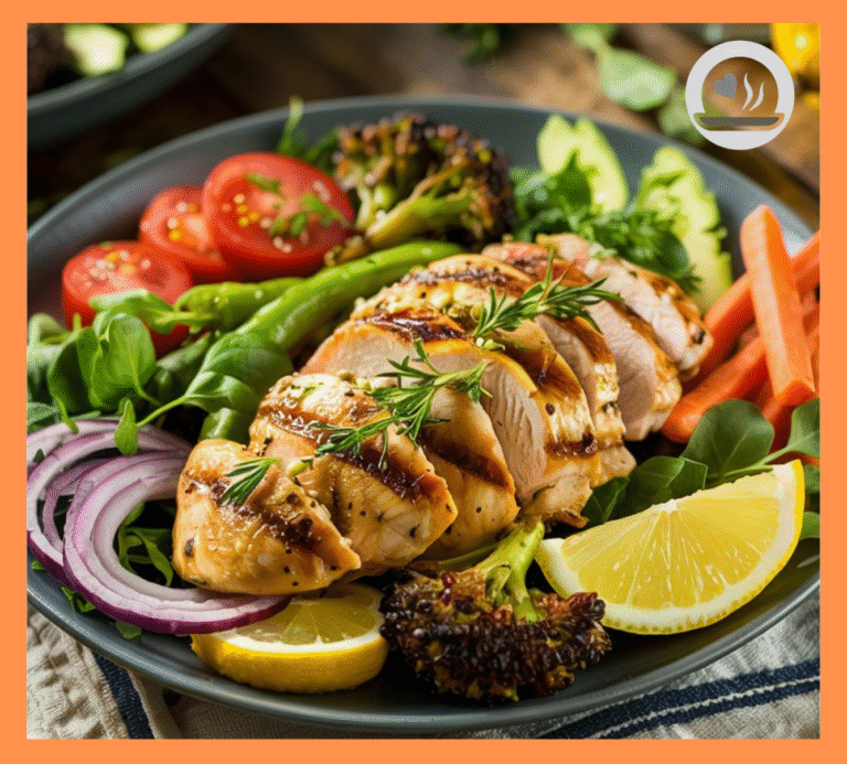 Grilled Lemon Garlic Chicken & Veggie Power Bowl