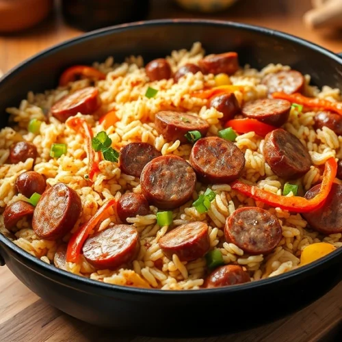 One-Pan Cajun Sausage and Rice Skillet: A Flavor Explosion in Minutes