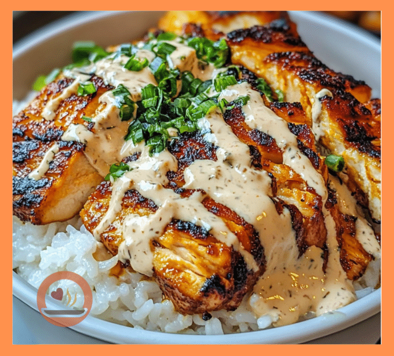Chicken & Rice Bowls with Creamy Garlic Sauce