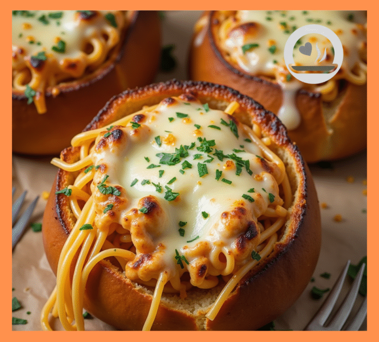 Spaghetti Garlic Bread Bowls