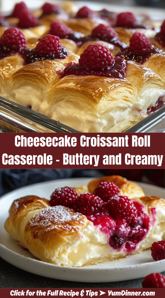 Cheesecake Croissant Roll Casserole – Buttery, Creamy