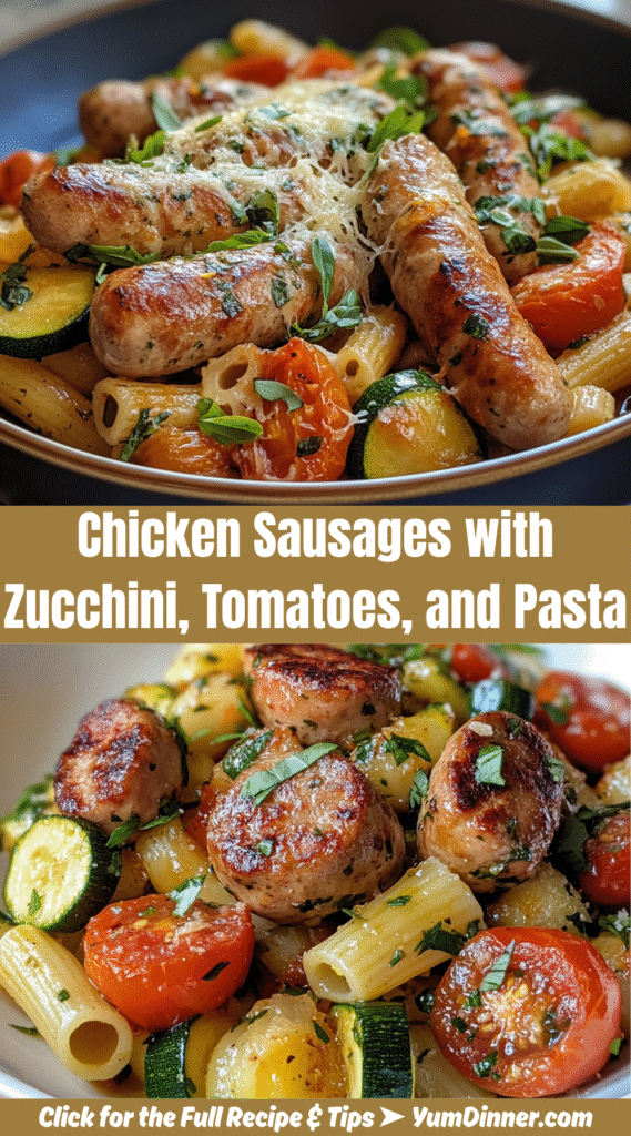 Chicken Sausages with Zucchini, Tomatoes, and Pasta