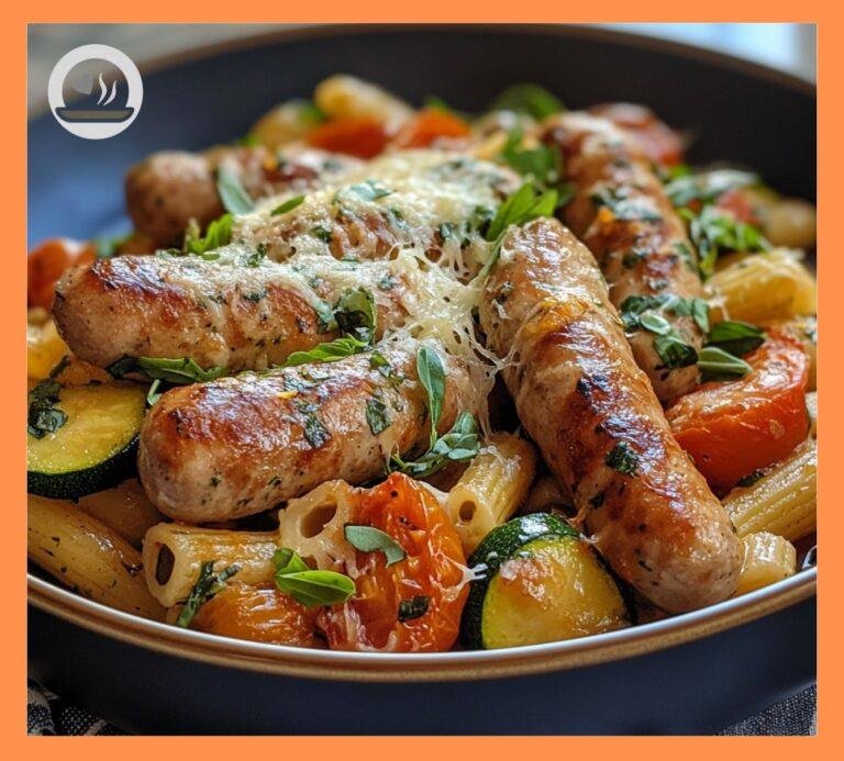 Chicken Sausages with Zucchini, Tomatoes, and Pasta