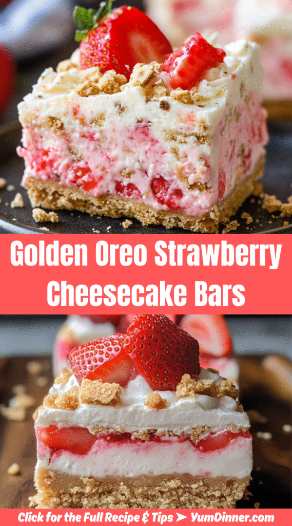 Golden Oreo Strawberry Cheesecake Bars