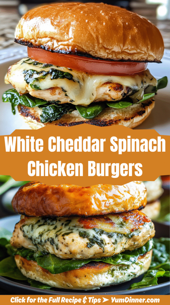 White Cheddar Spinach Chicken Burgers