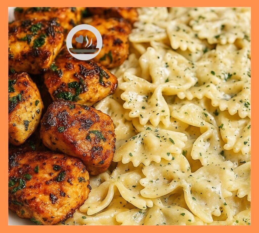 Cheesy Bowtie Pasta with Garlic Parmesan Chicken