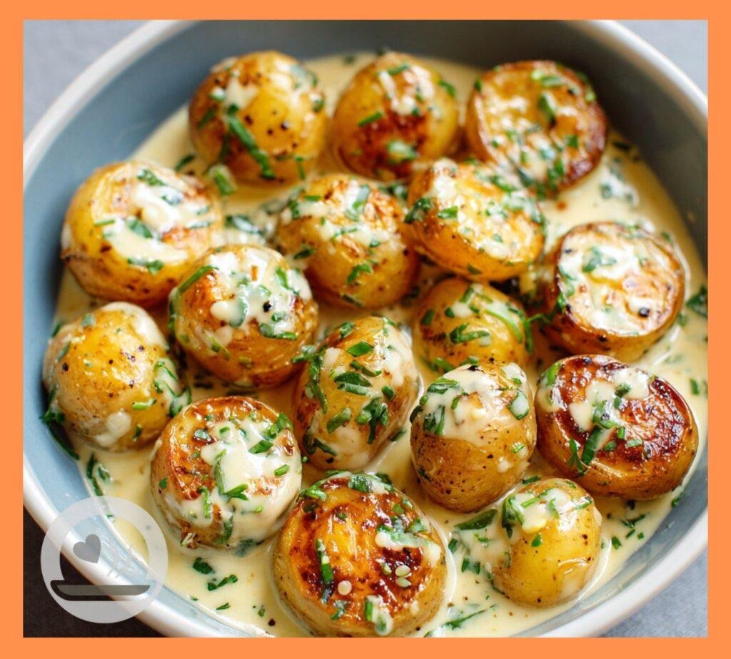 Creamy Garlic Sauce Baby Potatoes