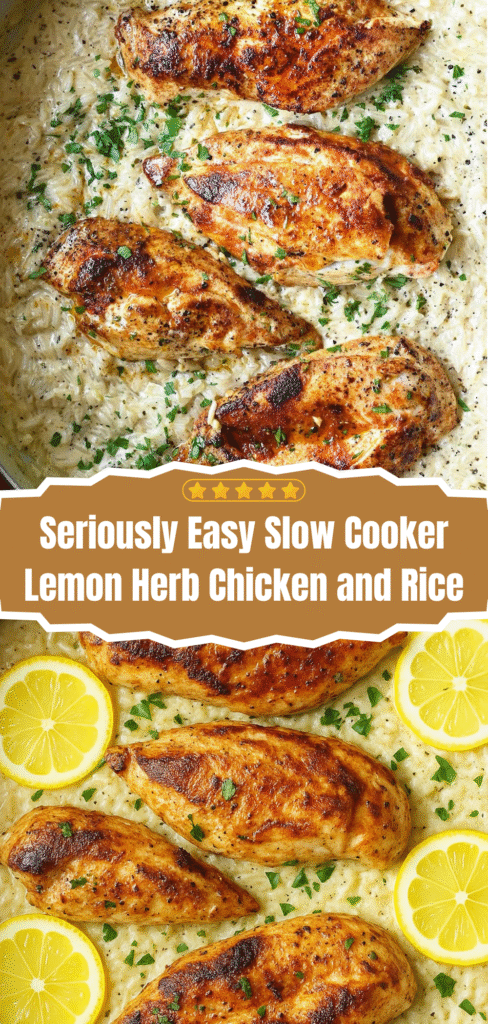 Seriously Easy Slow Cooker Lemon Herb Chicken and Rice