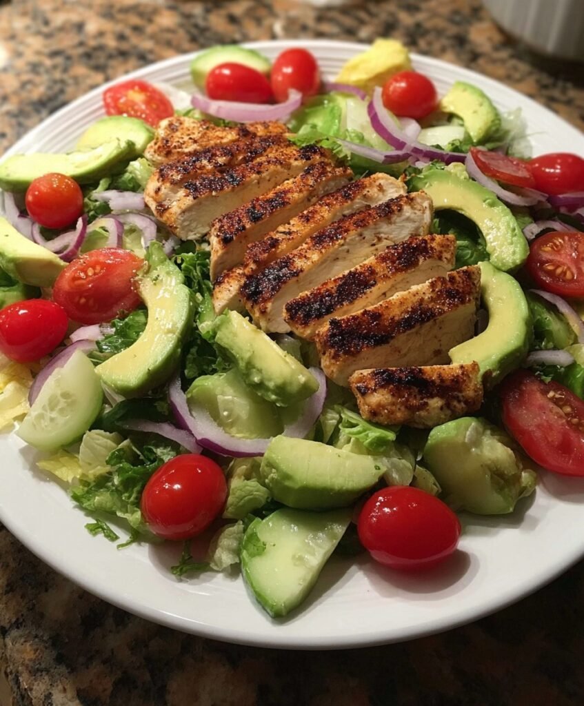 Grilled Chicken Avocado Salad with Fresh Vegetables