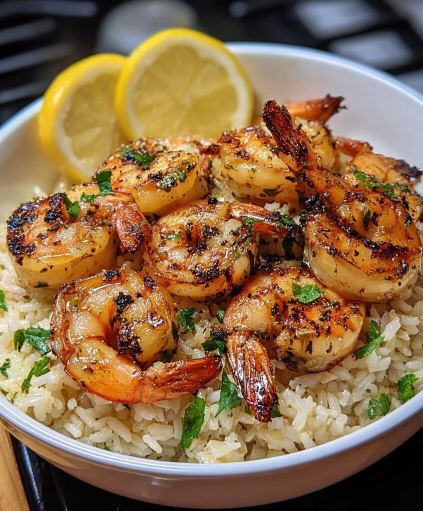 Garlic Butter Lemon Shrimp with Savory Herb Rice