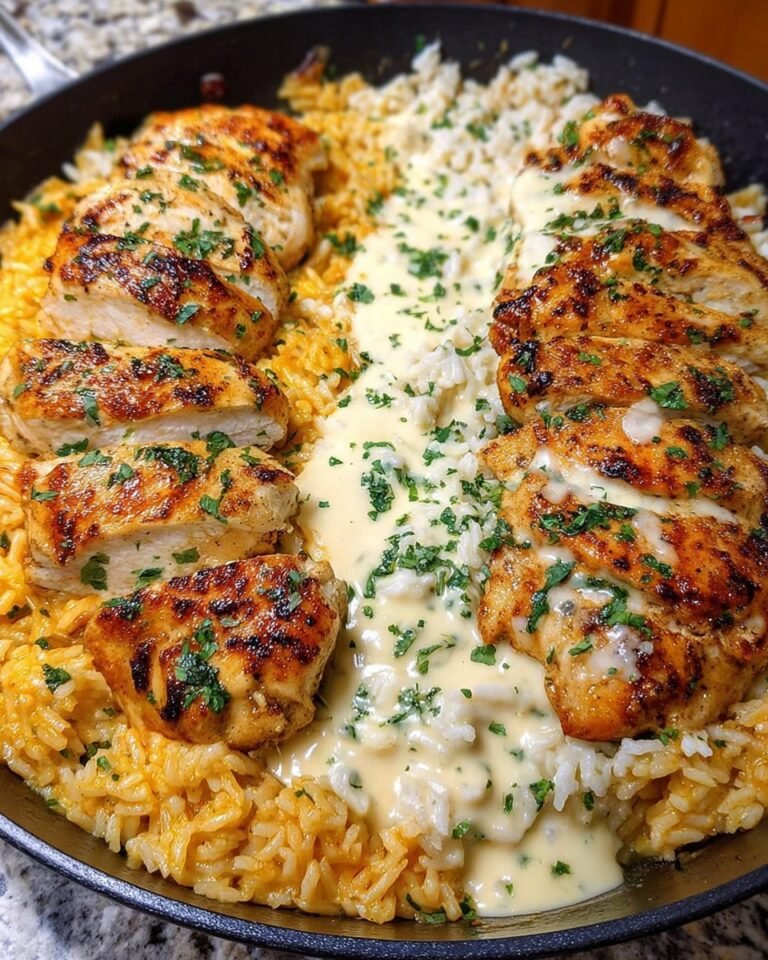 Cheesy Garlic Butter Chicken with Creamy Parmesan Rice Skillet